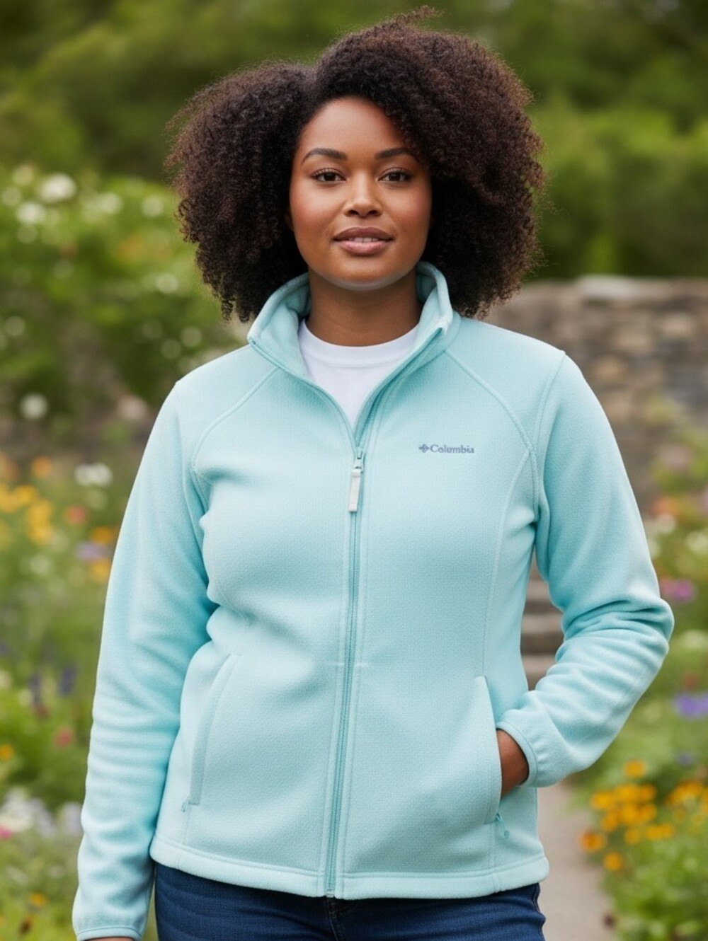 Columbia Light Blue Fleece Zip Jacket